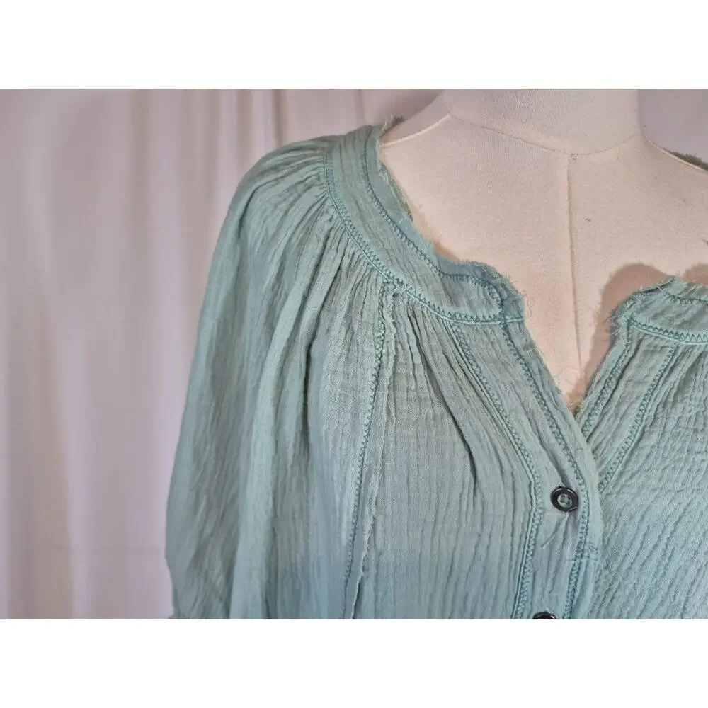 Free People We The Free Lucy Solid Aqua Cotton Swing Top New Small - Picture 5 of 13